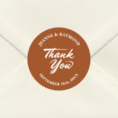 Terracotta Moderne Minimalist Wedding Vielen Dank Runder Aufkleber
