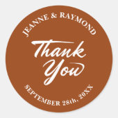 Terracotta Moderne Minimalist Wedding Vielen Dank Runder Aufkleber (Vorderseite)