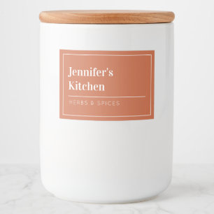 Terracotta Moderne Minimalistische Küche Lebensmitteletikett
