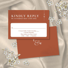 Terracotta Moderne Minimalistische Monogramm Hochz