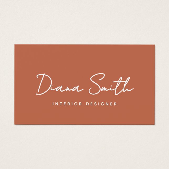 Terracotta Moderne Minimalistische QR Code Visiten (Vorderseite)