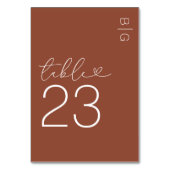 Terracotta Moderne Monogram Wedding Tischnummer (Rückseite)