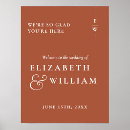 Terracotta Moderne Monogram Wedding Willkommenszei Poster