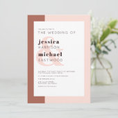 Terracotta Moderne Monogramm Minimalistische Hochz Einladung (Stehend Vorderseite)