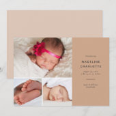 Terracotta Moderne Multi-Foto-Geburt Ankündigung (Vorne/Hinten)