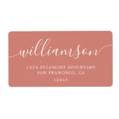 Terracotta Moderne Script-Rücksendeadresse (Vorne)