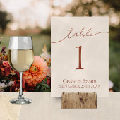 Terracotta Moderne Script Wedding Tischnummer