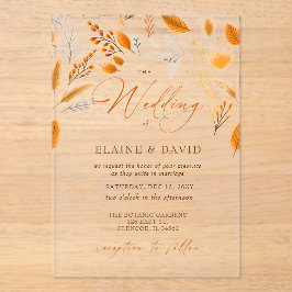 Terracotta Moderne Skripte Elegante Hochzeit im He Acryleinladungen