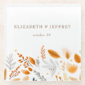 Terracotta Moderne Skripte Elegante Hochzeit im He Glasuntersetzer (Vorderseite)