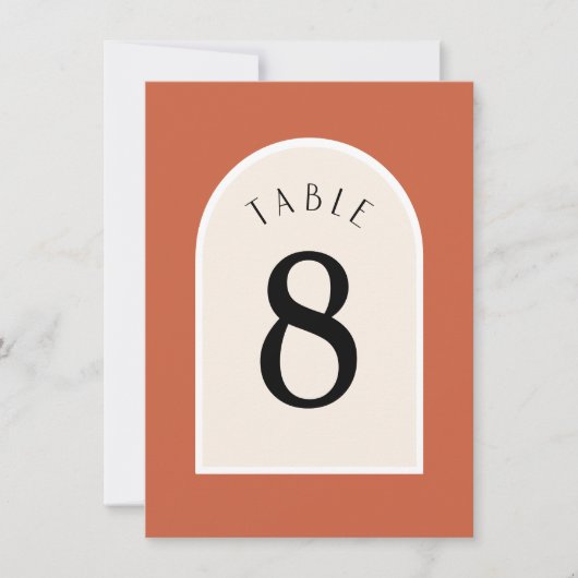 Terracotta Moderne Tischnummer doppelseitig  (Vorderseite)