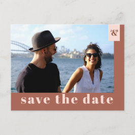 Terracotta Moderne Typografie Foto Save the Date Einladungspostkarte