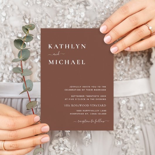 Terracotta Moderne Typografie in einer Hochzeit Einladung