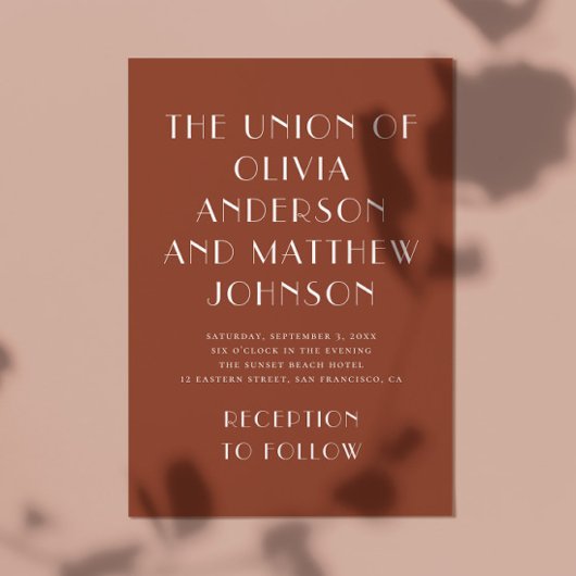 Terracotta Moderne Typografie Minimalistische Hoch Einladung