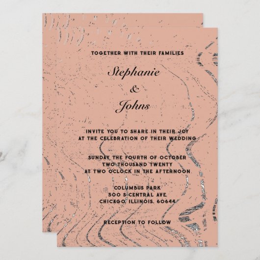 Terracotta Moderne Wave Abstrakte Bohemische Hochz Einladung (Vorne/Hinten)