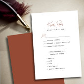 Terracotta Moderne whimsical Script Wedding RSVP Karte