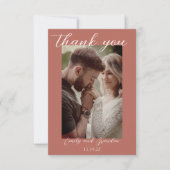 Terracotta Modernes Foto Hochzeit Danke Karte (Vorderseite)