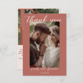 Terracotta Modernes Foto Hochzeit Danke Karte (Vorne/Hinten)