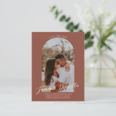 Terracotta Modernes Foto Hochzeit Postkarte (Stehend Vorderseite)