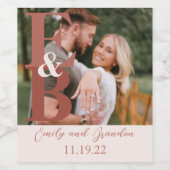 Terracotta Modernes Foto Hochzeit Weinetikett (Einzelnes Label)