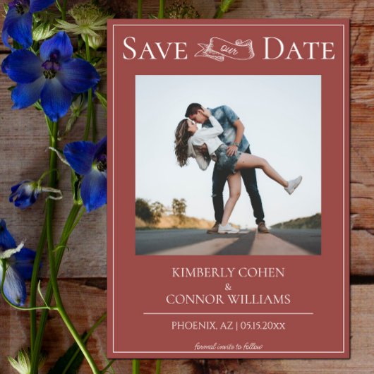 Terracotta Modernes Foto Save the Date