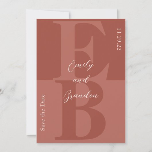 Terracotta Modernes Foto Save the Date Einladung (Vorderseite)
