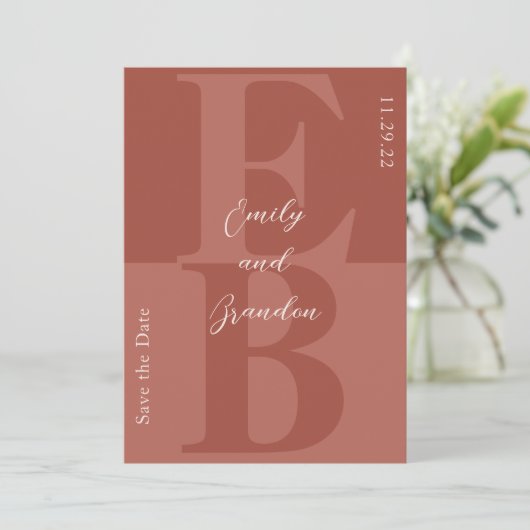 Terracotta Modernes Foto Save the Date Einladung (Stehend Vorderseite)