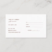 Terracotta | Modernes Minimalistisches Geschenkzer Visitenkarte (Rückseite)