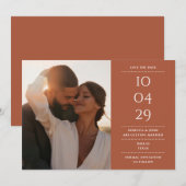 Terracotta Modernes Minimalistisches Hochzeitssemb Save The Date (Vorne/Hinten)
