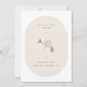 Terracotta Modernes Monogramm Save The Date (Vorderseite)
