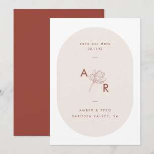 Terracotta Modernes Monogramm Save The Date