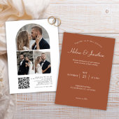 Terracotta Modernes QR Code Foto Einladung
