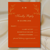 Terracotta Monogram Botanical Wedding RSVP Card Karte