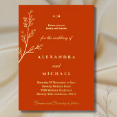 Terracotta Monogram Botanisch Minimalistisch Gold Folieneinladung