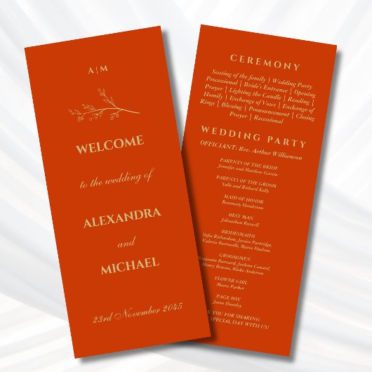 Terracotta Monogram Botanische Minimalistische Hoc Programm