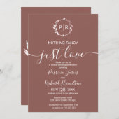 Terracotta Monogram Calligraphy Foto Wedding Einladung (Vorne/Hinten)