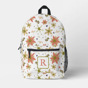 Terracotta Monogram Florals Bedruckter Rucksack