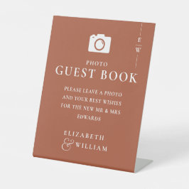 Terracotta Monogram Foto Guest Book Wedding Sockelschild