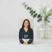 Terracotta Monogram Foto Social Media QR Code Visitenkarte (Stehend Vorderseite)