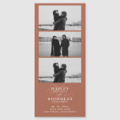 Terracotta Monogram Foto Strip Magnetic Wedding Magnetkarte (Vorderseite)