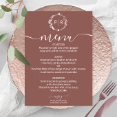 Terracotta Monogram Foto Wedding Menu Card Einladung