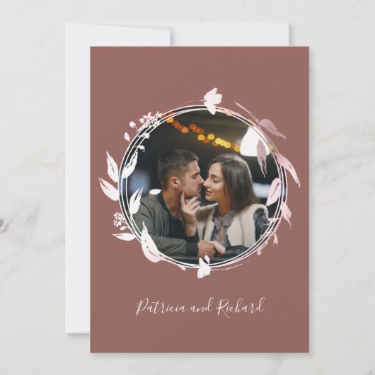 Terracotta Monogram Foto Wedding Menu Card Einladung (Rückseite)