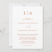 Terracotta Monogram Simple Minimalistisch Wedding Einladung (Vorderseite)