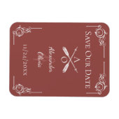 Terracotta Monogram und Pfeile Save the Date Magnet (Horizontal)