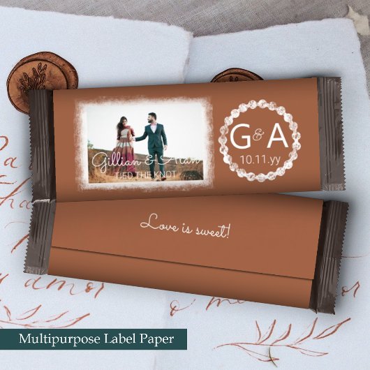 Terracotta Monogram Wedding Candy Bar Wrapper