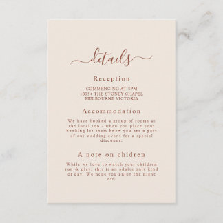 Terracotta Monogram Wedding Detail Enclosure Card Begleitkarte