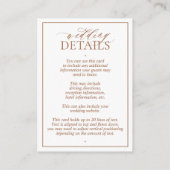 Terracotta Monogram Wedding Details Enclosure Card Begleitkarte (Rückseite)