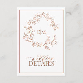 Terracotta Monogram Wedding Details Enclosure Card Begleitkarte