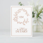 Terracotta Monogram Wedding Details Enclosure Card Begleitkarte (Stehend Vorderseite)