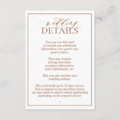 Terracotta Monogram Wedding Details Enclosure Card Begleitkarte (Rückseite)