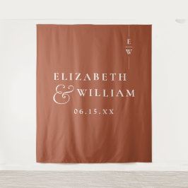 Terracotta Monogram Wedding Foto Background Wandteppich